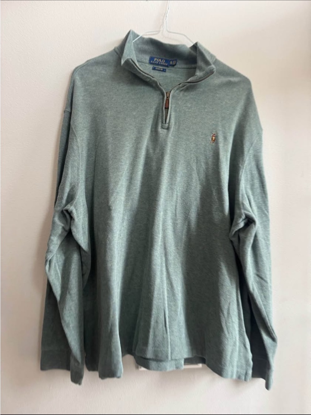 Polo by Ralph Lauren Light Sage Green Quarter-Zip Sweater